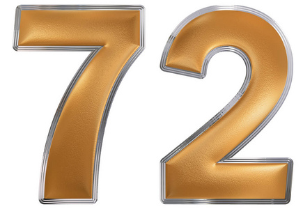 数词 72,七十二,白色背景,3d 渲染上孤立阿拉伯数字 71, 七十一, 从