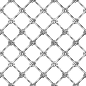 白色渔网无缝模式,背景,灰色绳编织渔网的形式分离在白色背景上照片