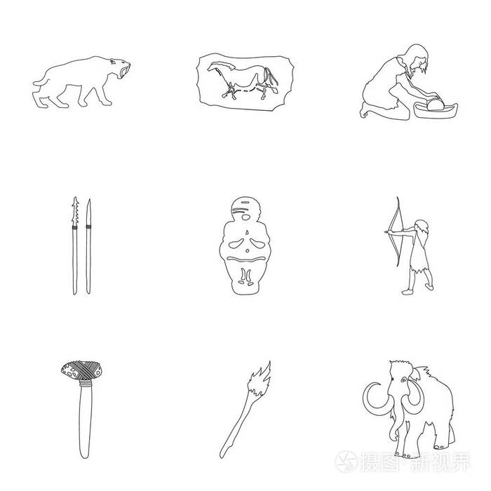 石器时代矢量符号股票插画的大集合