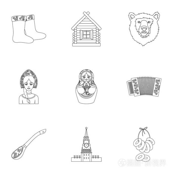 俄罗斯国家矢量符号股票插画的大集合