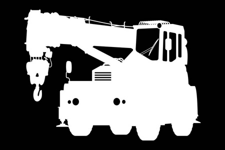 在白色背景上的起重机剪影照片