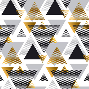 金色和黑色的颜色创作可重复母题与三角形佛