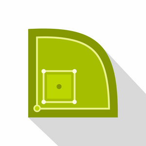 绿色棒球字段图标，平面样式