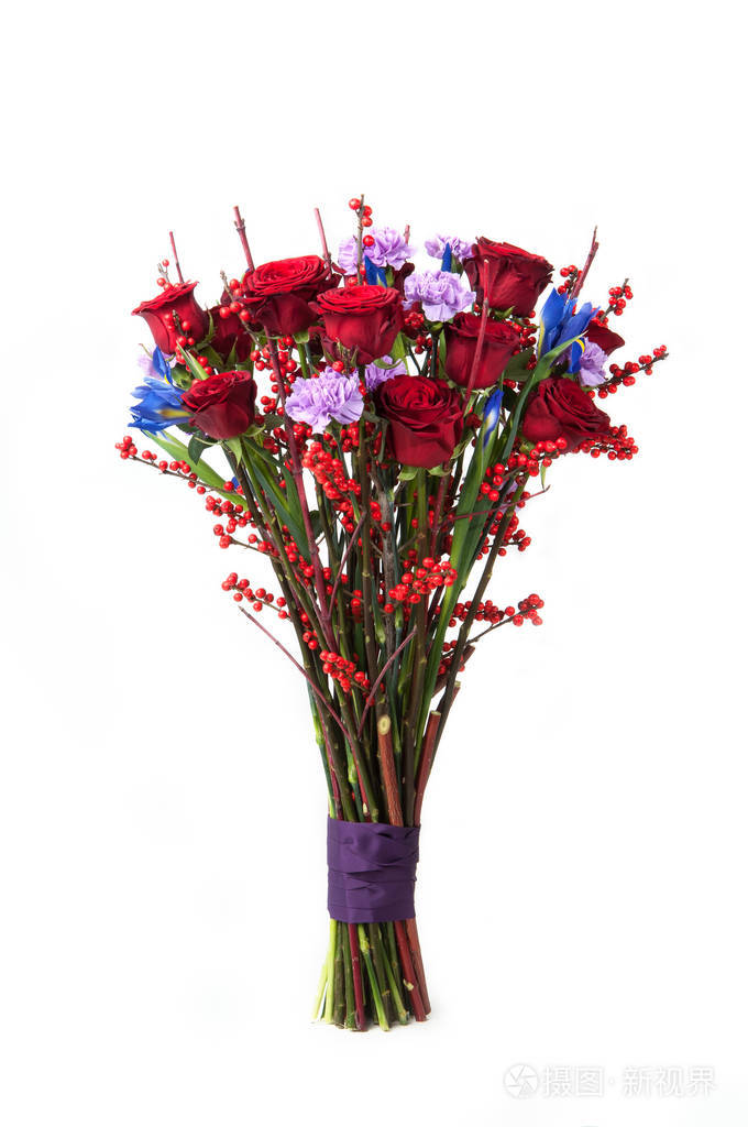 一束鲜花在白色背景上