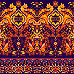 无缝的佩斯利背景，花卉图案。多彩的装饰背景。印度的装饰品。美丽的印度饰品包装纸张 织物 纺织 壁纸