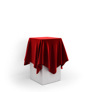 演示文稿基座覆盖着一块红布上白色的背景和目标