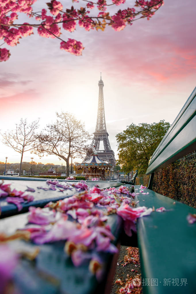 在法国巴黎春天期间埃菲尔铁塔