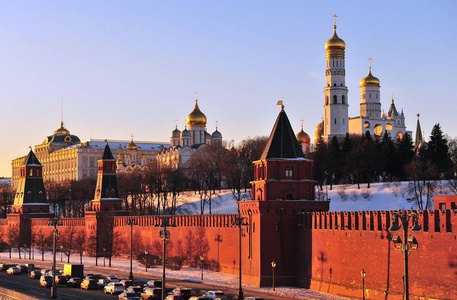 莫斯科克里姆林宫的日落美景