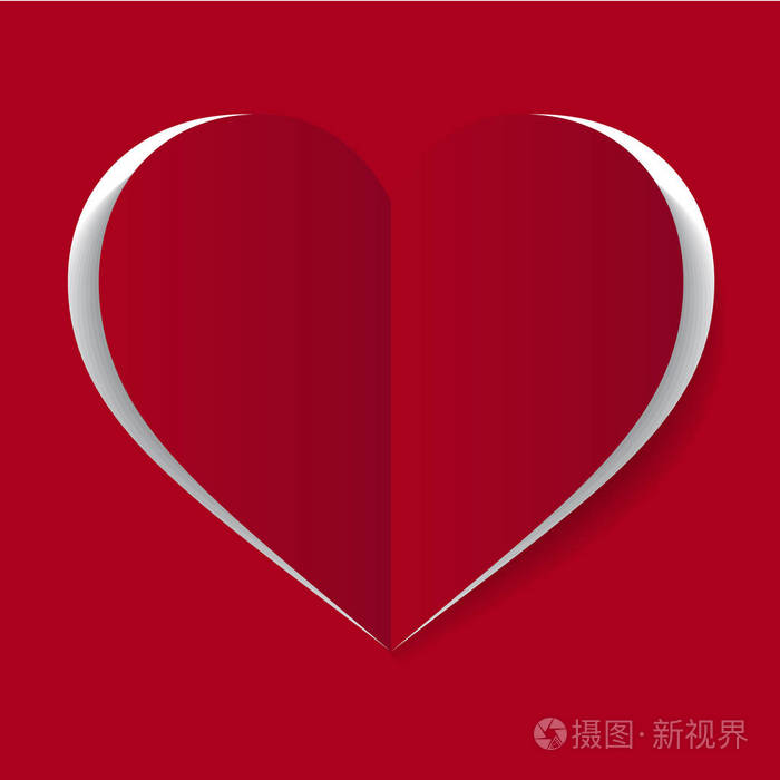 矢量红色背景上的白色纸心