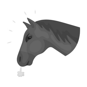 马 s 头图标在白色背景上孤立的单色风格。牛仔竞技表演象征股票矢量图