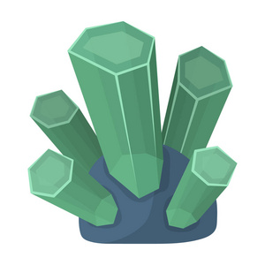 绿色天然矿物中孤立的白色背景上的卡通风格的图标.