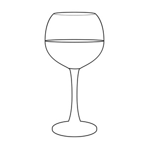 玻璃红酒图标在白色背景上孤立的轮廓样式。葡萄酒生产符号股票矢量图