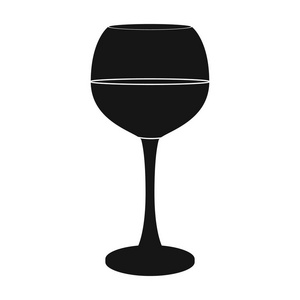 红酒图标在孤立的白色背景上的黑色风格的玻璃。葡萄酒生产符号股票矢量图