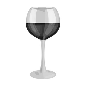 红酒图标在白色背景上孤立的单色风格的玻璃。葡萄酒生产符号股票矢量图