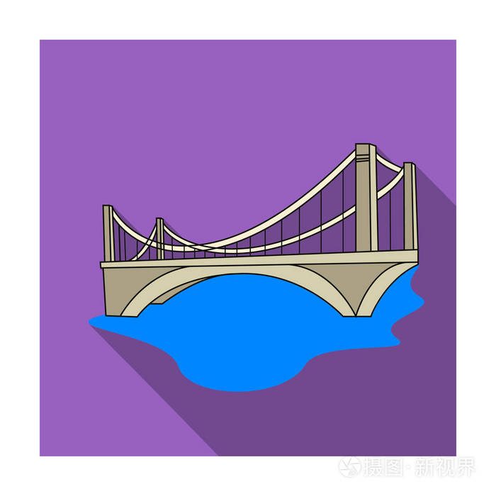 桥中孤立的白色背景上的平面样式的图标。建筑师象征股票矢量图