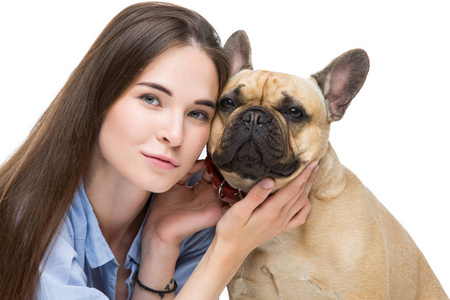 法国斗牛犬的漂亮女孩