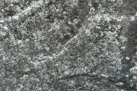 灰色花岗岩岩石与苔藓背景纹理