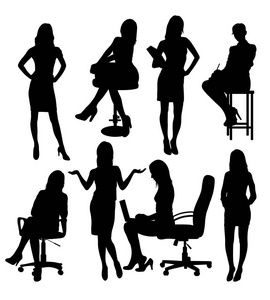 商业女人活动在办公室剪影