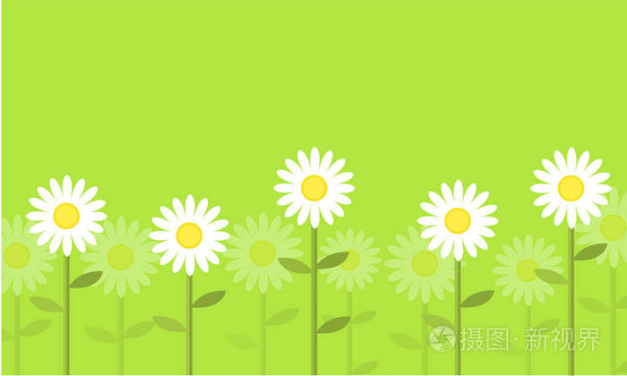 花在绿色背景矢量