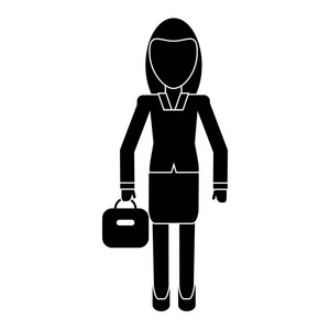 女人商务手提箱经理象形图