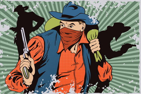 场景的狼逃跑控股的裤子-与着色页矢量卡通邮差字符逃跑劫匪逃跑用钱