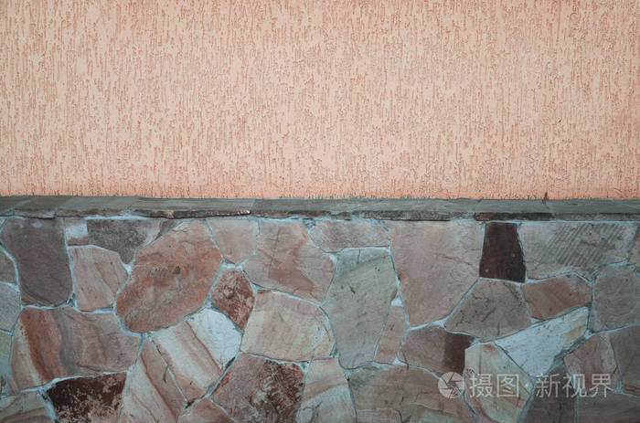 混凝土墙面纹理采用彩色石膏美观设计立面粉刷石膏墙面采用手工石基础