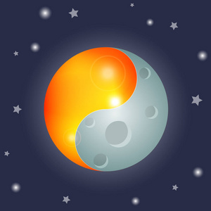 太阳和月亮阴和阳的太阳和月亮春分照片