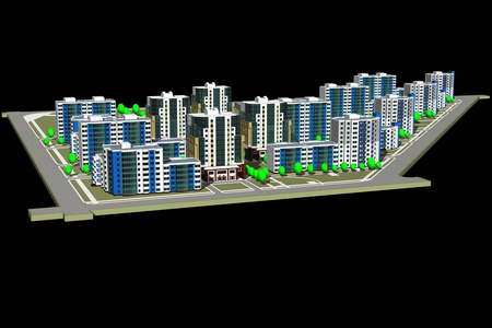 在黑色的背景模型住宅小区图片