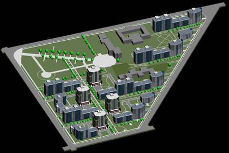 在黑色的背景模型住宅小区图片