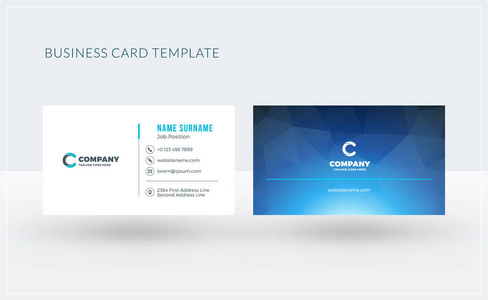 双面创意的名片模板。矢量图。文具设计