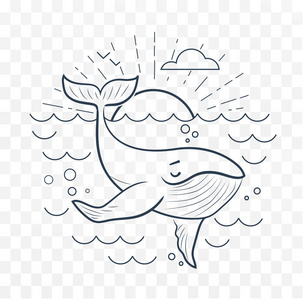 一条鲸鱼在海中的剪影照片