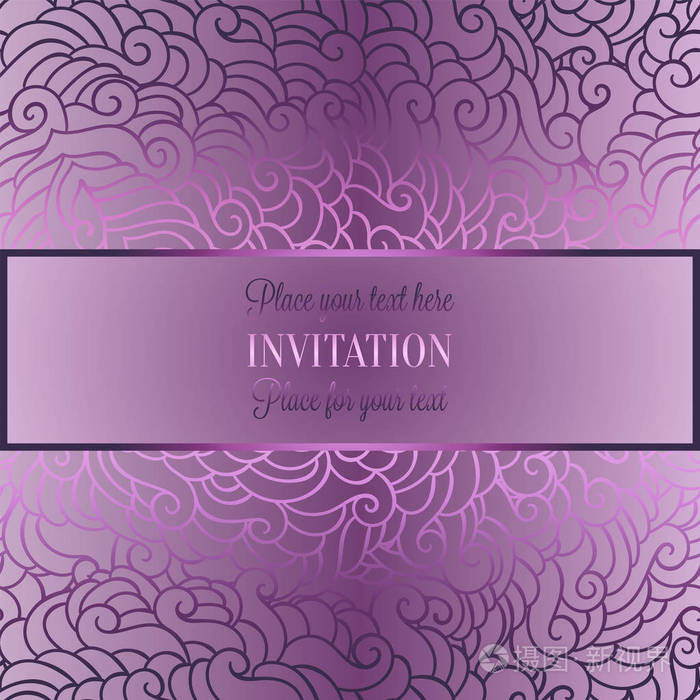 与豪华丁香地方为文本的抽象背景 粉红色的老式窗饰作出的羽毛 锦缎的花卉壁纸装饰 邀请卡模板 浅紫色背景时尚花纹插画 正版商用图片0x8wdq 摄图新视界