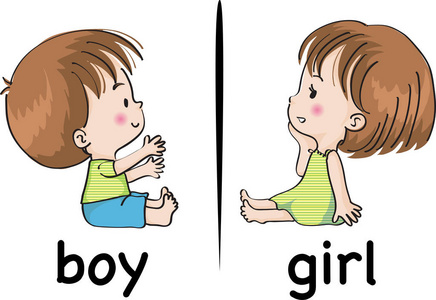 男孩和女孩矢量绘图
