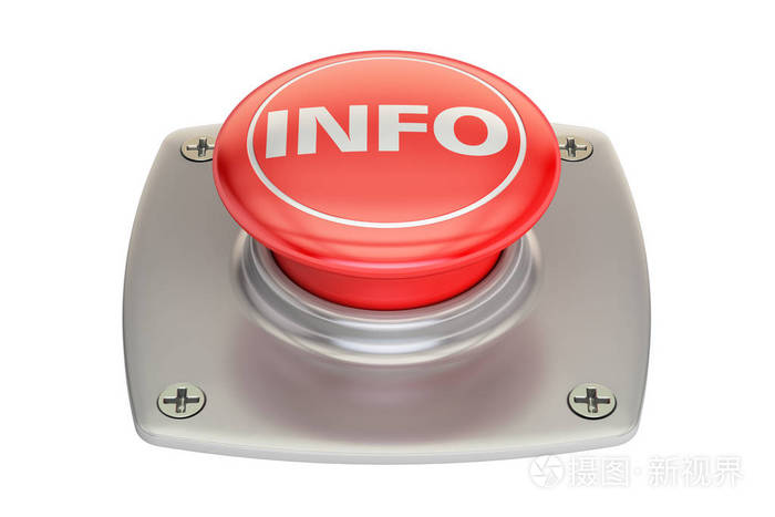 信息红色按钮，3d 渲染