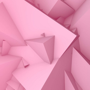 抽象背景组成的几何形状。3d 的柔和的粉红色三角形