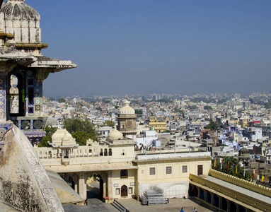 在顶视图印度乌代布尔市
