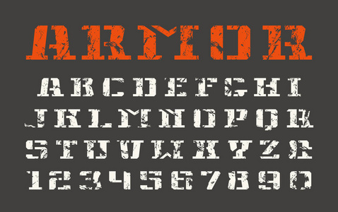 模具板衬线字体和数词的军事风格照片