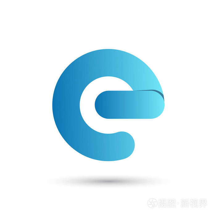 与白色背景上的蓝色字母e
