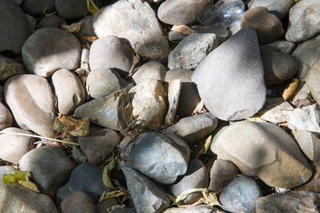 纹理背景。 鹅卵石。 由水或沙子作用而成的光滑而圆的小石头。