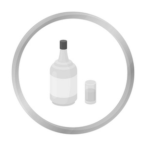 杜松子酒中孤立的白色背景上的黑白风格的图标。酒精象征股票矢量图