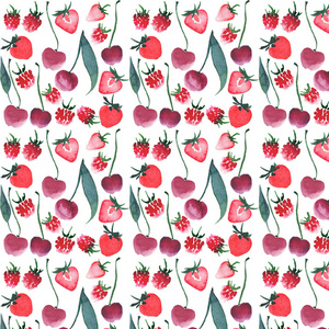 明亮的浆果樱桃覆盆子草莓图案