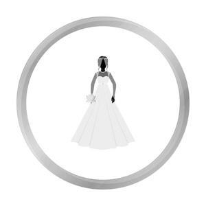 新娘在白色背景上孤立的单色样式图标。新娘象征股票矢量图