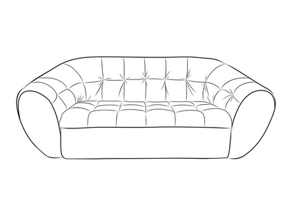 矢量图的轮廓在手绘沙发照片