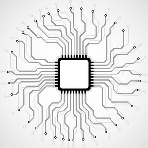 微处理器.微芯片.电路板.矢量照片