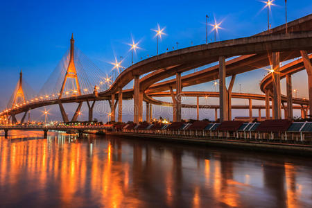 普密蓬桥夜景