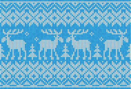 斯堪的纳维亚风格无缝针织图案配鹿