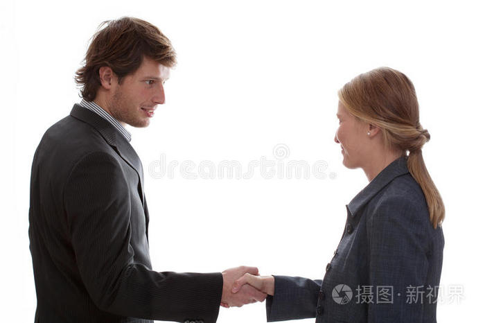 男人和女人握手