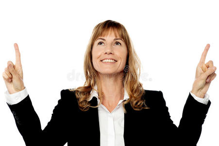 女商人指向上的东西图片