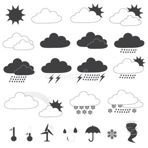 天气预报图标矢量集合图片