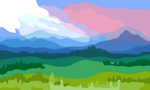 春天的风景.矢量图插画